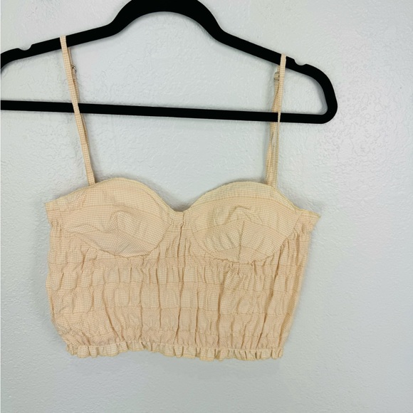 ZARA BUSTIER CROP TOP BLOGGERS FAV RUCHED BEIGE - Picture 2 of 7